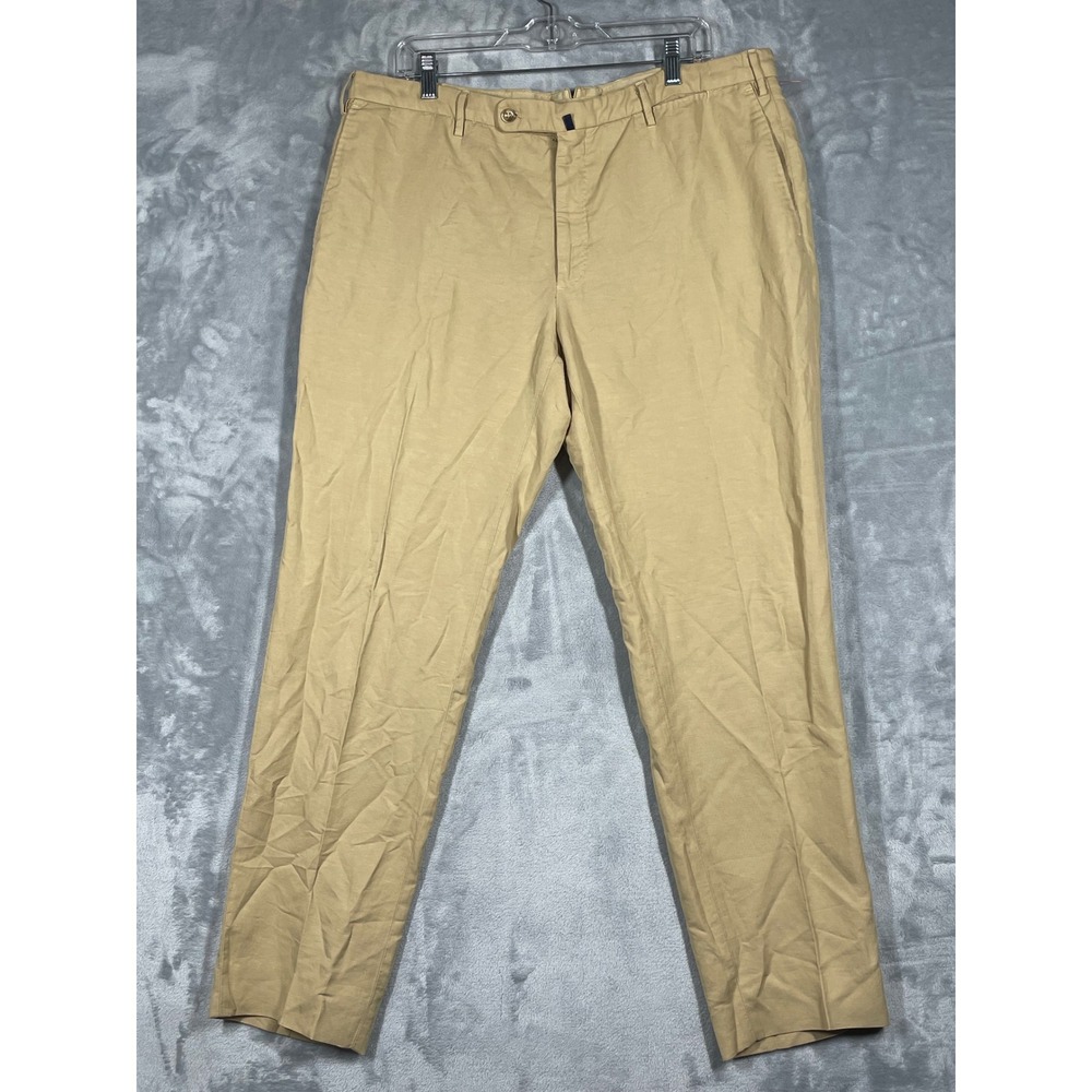 Incotex Slowear Chinolino Mens Tan Linen Cotton Regular Fit Chino Pants Size 56